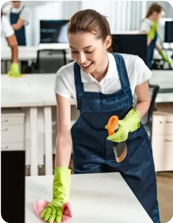 Banner from girl cleaning kitchen